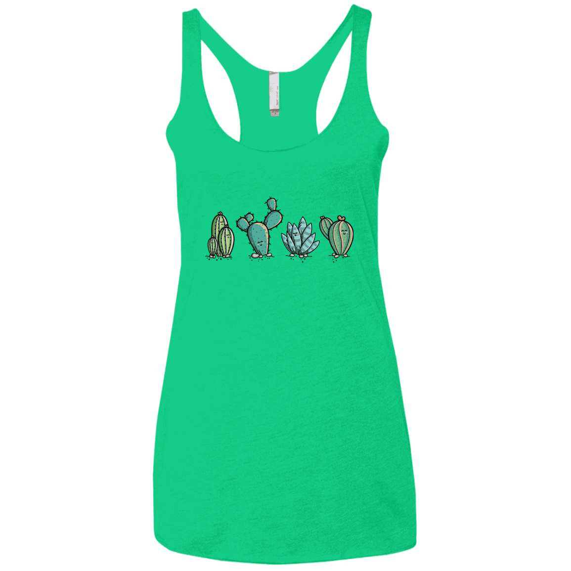 T-Shirts Envy / X-Small Kawaii Cute Cactus Plants Women's Triblend Racerback Tank