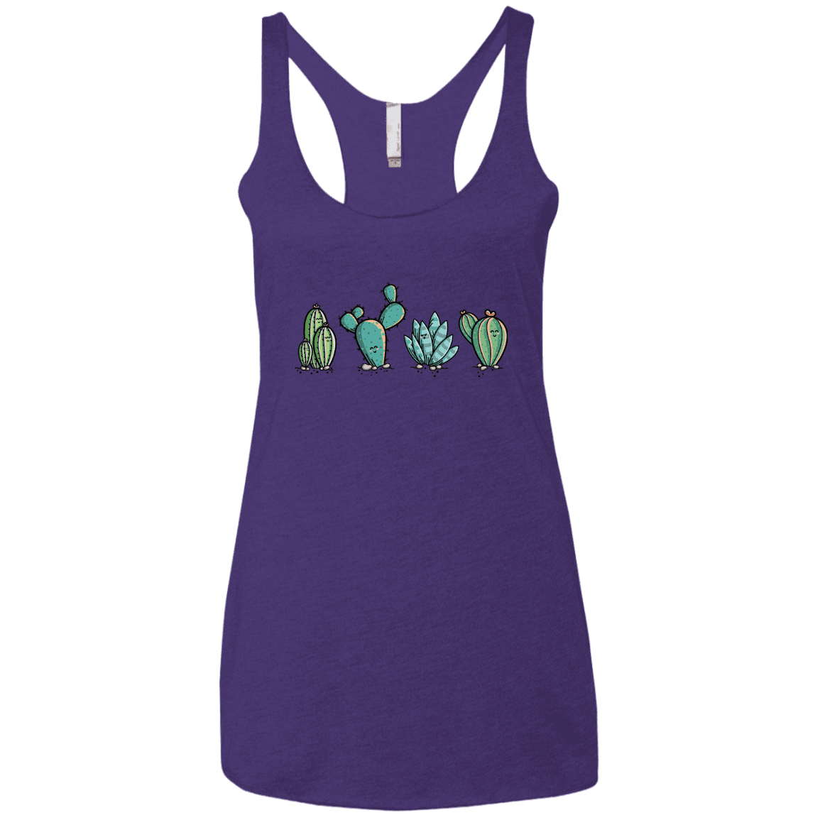 T-Shirts Purple Rush / X-Small Kawaii Cute Cactus Plants Women's Triblend Racerback Tank