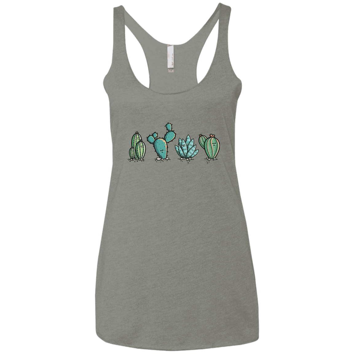 T-Shirts Venetian Grey / X-Small Kawaii Cute Cactus Plants Women's Triblend Racerback Tank