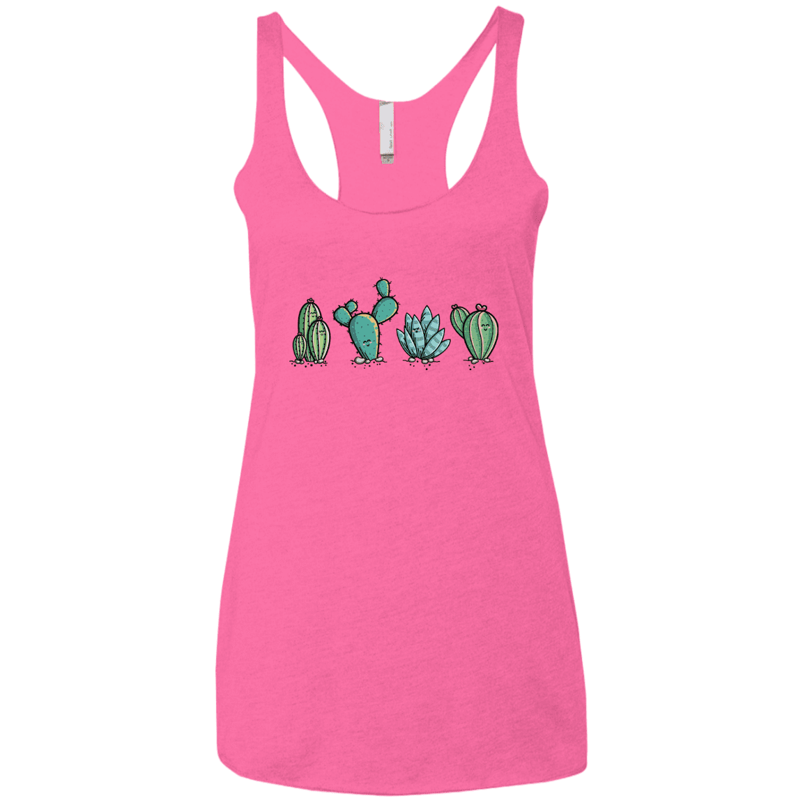 T-Shirts Vintage Pink / X-Small Kawaii Cute Cactus Plants Women's Triblend Racerback Tank