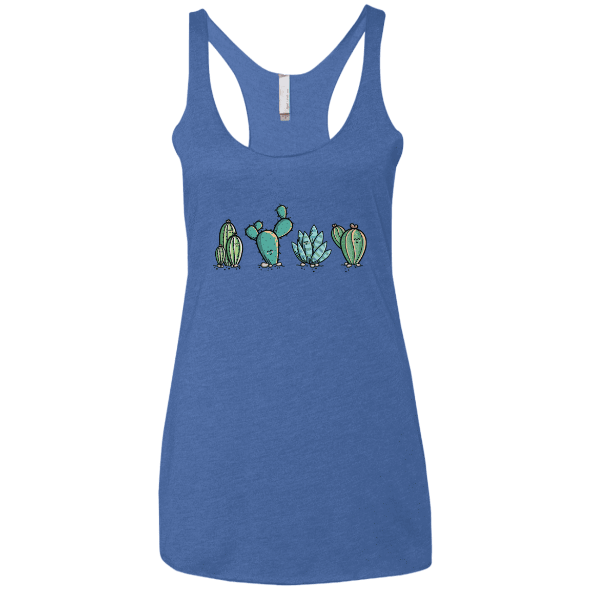 T-Shirts Vintage Royal / X-Small Kawaii Cute Cactus Plants Women's Triblend Racerback Tank