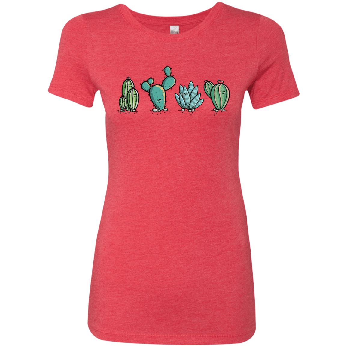 T-Shirts Vintage Red / S Kawaii Cute Cactus Plants Women's Triblend T-Shirt