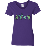 T-Shirts Purple / S Kawaii Cute Cactus Plants Women's V-Neck T-Shirt