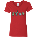 T-Shirts Red / S Kawaii Cute Cactus Plants Women's V-Neck T-Shirt