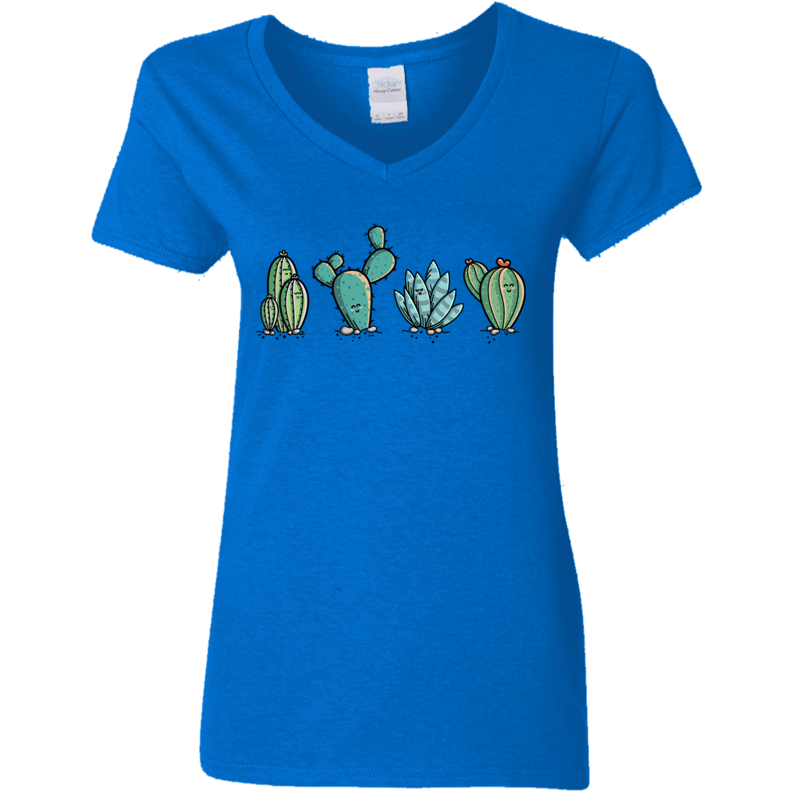 T-Shirts Royal / S Kawaii Cute Cactus Plants Women's V-Neck T-Shirt