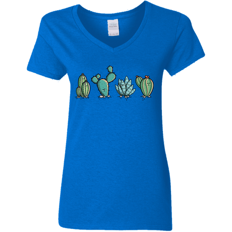 T-Shirts Royal / S Kawaii Cute Cactus Plants Women's V-Neck T-Shirt