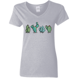 T-Shirts Sport Grey / S Kawaii Cute Cactus Plants Women's V-Neck T-Shirt