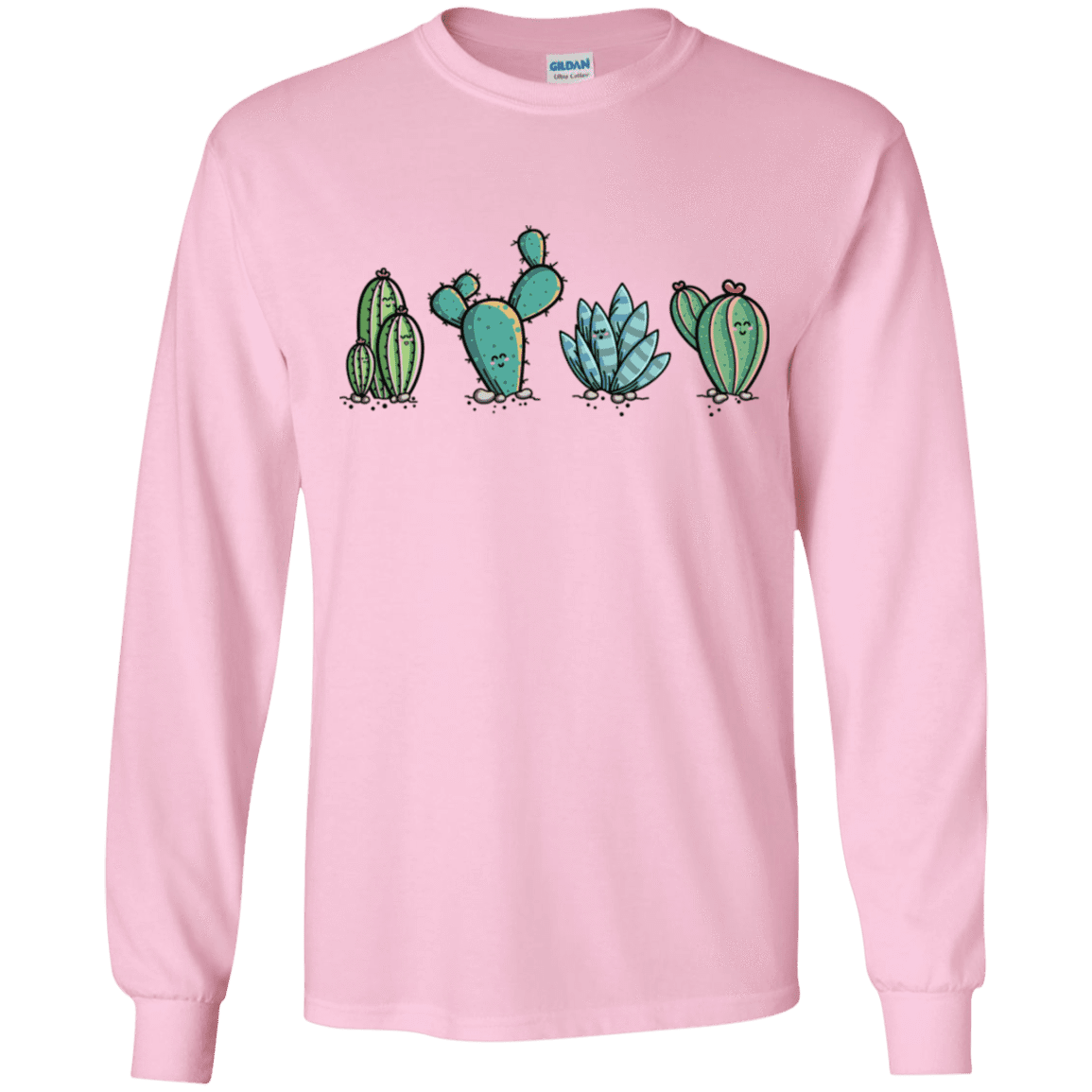 Kawaii Cute Cactus Plants Youth Long Sleeve T Shirt Pop Up Tee