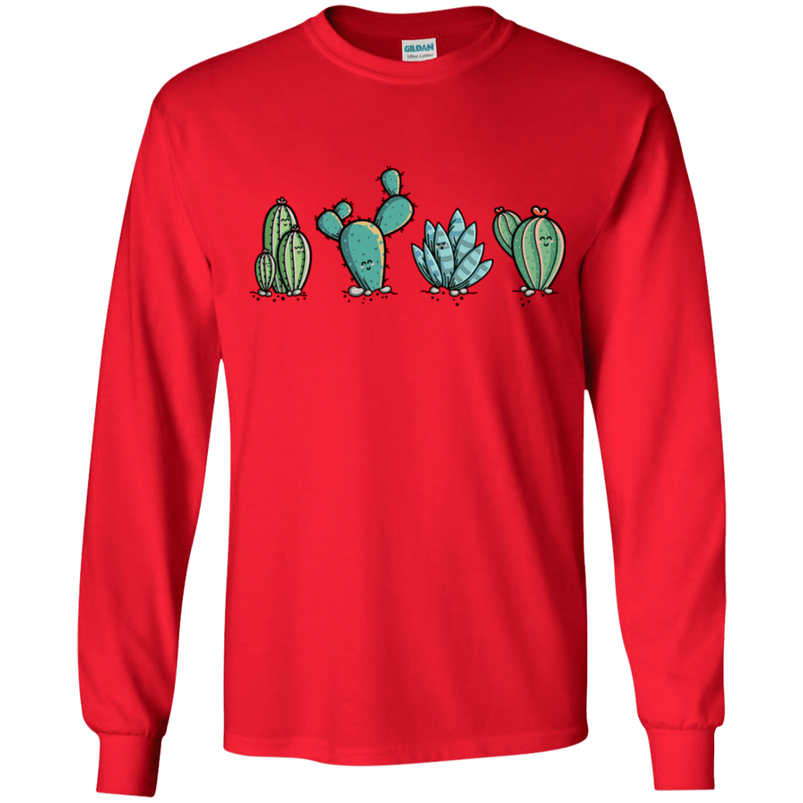 Kawaii Cute Cactus Plants Youth Long Sleeve T Shirt Pop Up Tee