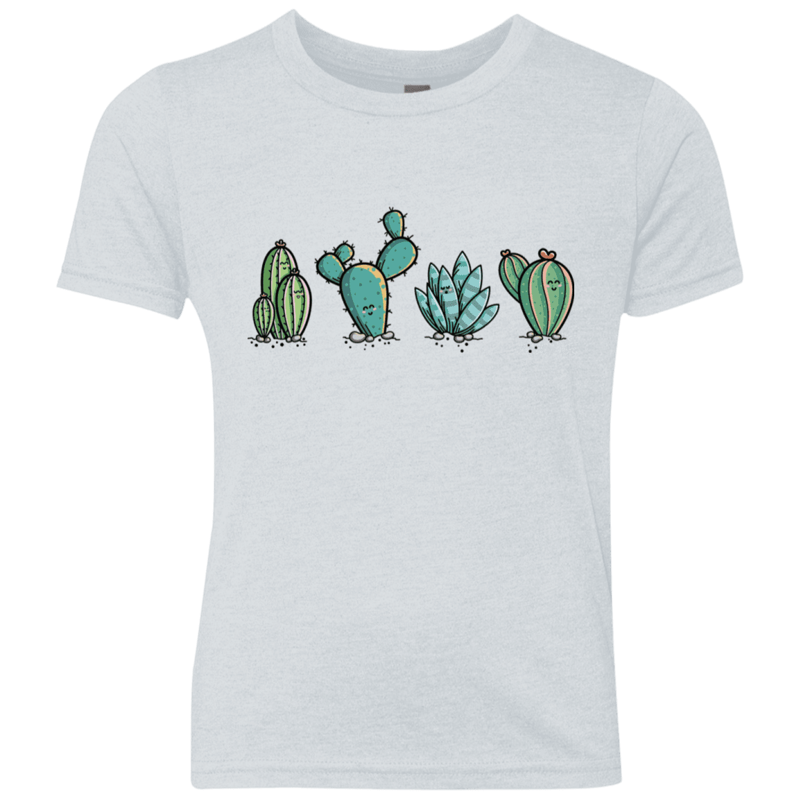 T-Shirts Heather White / YXS Kawaii Cute Cactus Plants Youth Triblend T-Shirt