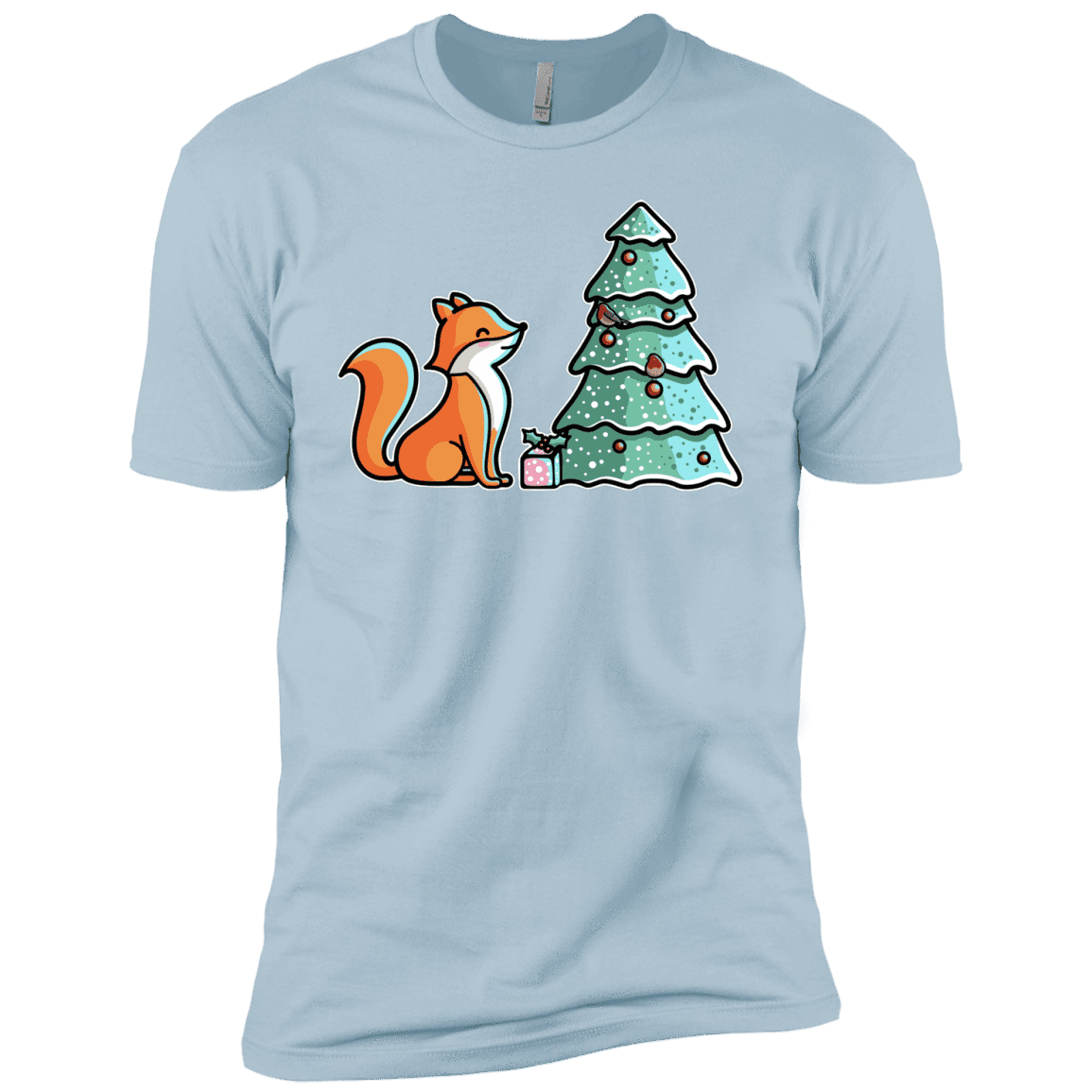 T-Shirts Light Blue / YXS Kawaii Cute Christmas Fox Boys Premium T-Shirt