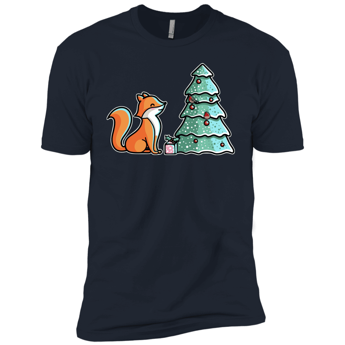 T-Shirts Midnight Navy / YXS Kawaii Cute Christmas Fox Boys Premium T-Shirt