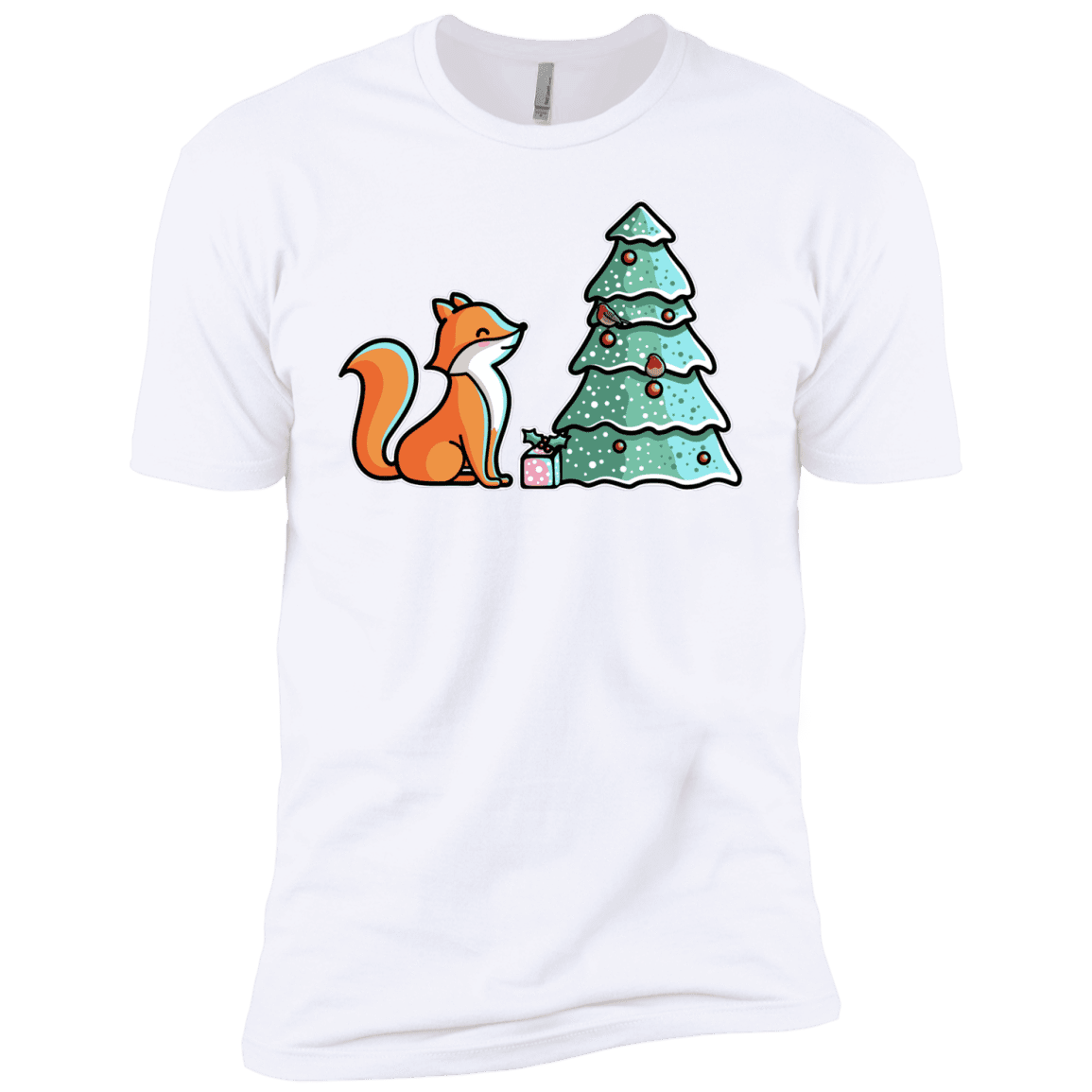 T-Shirts White / YXS Kawaii Cute Christmas Fox Boys Premium T-Shirt