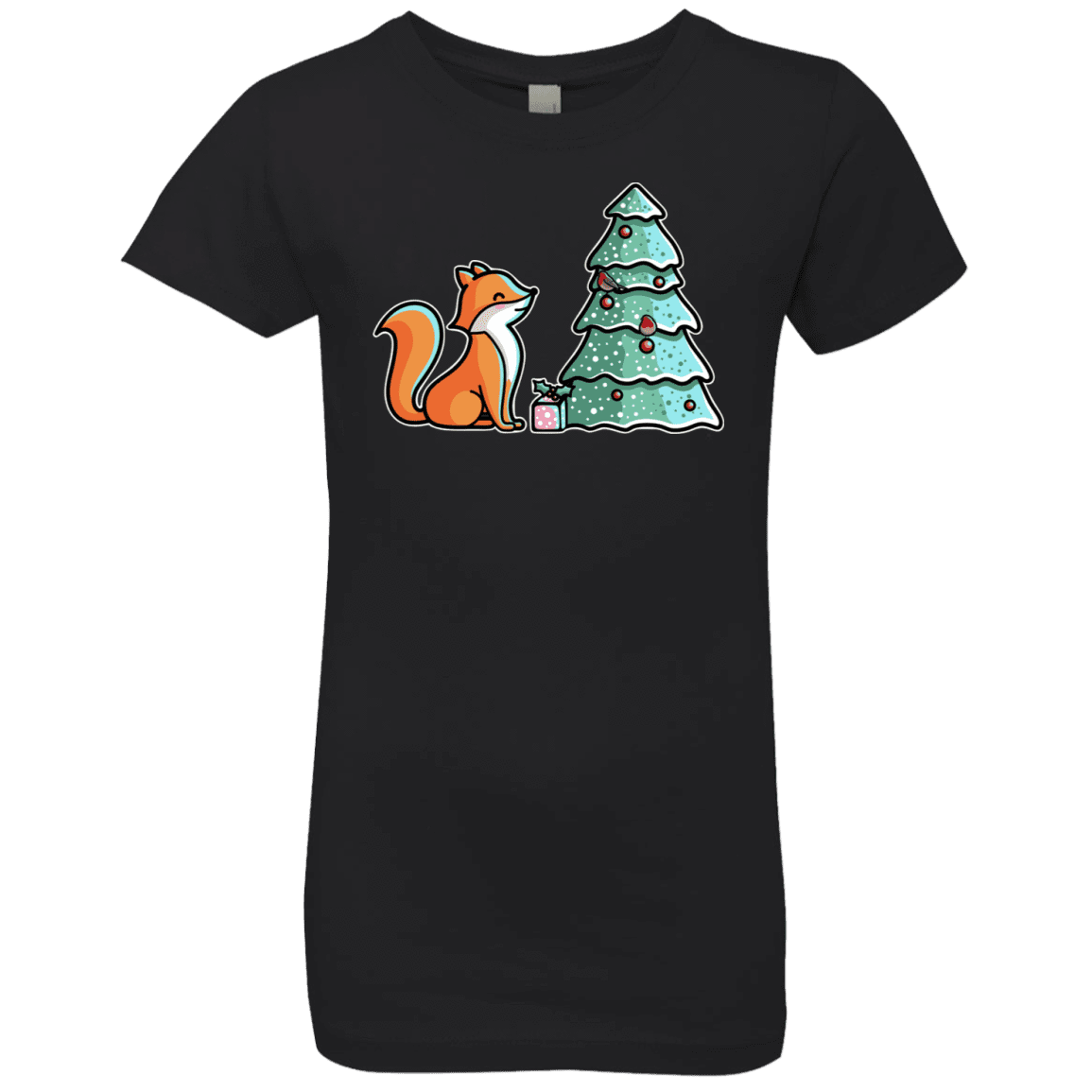 T-Shirts Black / YXS Kawaii Cute Christmas Fox Girls Premium T-Shirt