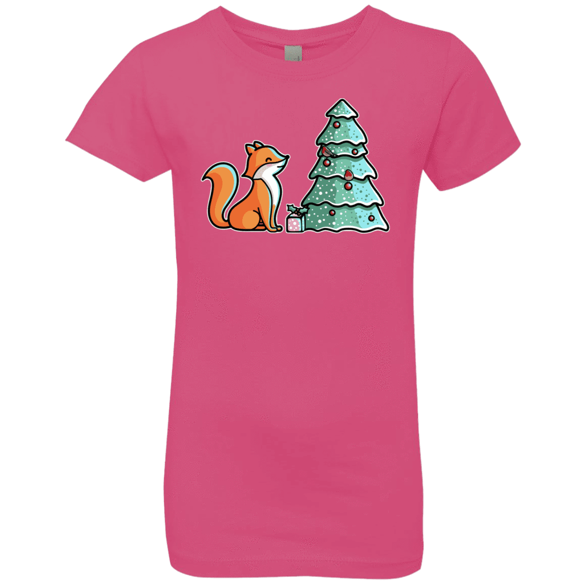 T-Shirts Hot Pink / YXS Kawaii Cute Christmas Fox Girls Premium T-Shirt
