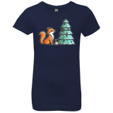 T-Shirts Midnight Navy / YXS Kawaii Cute Christmas Fox Girls Premium T-Shirt