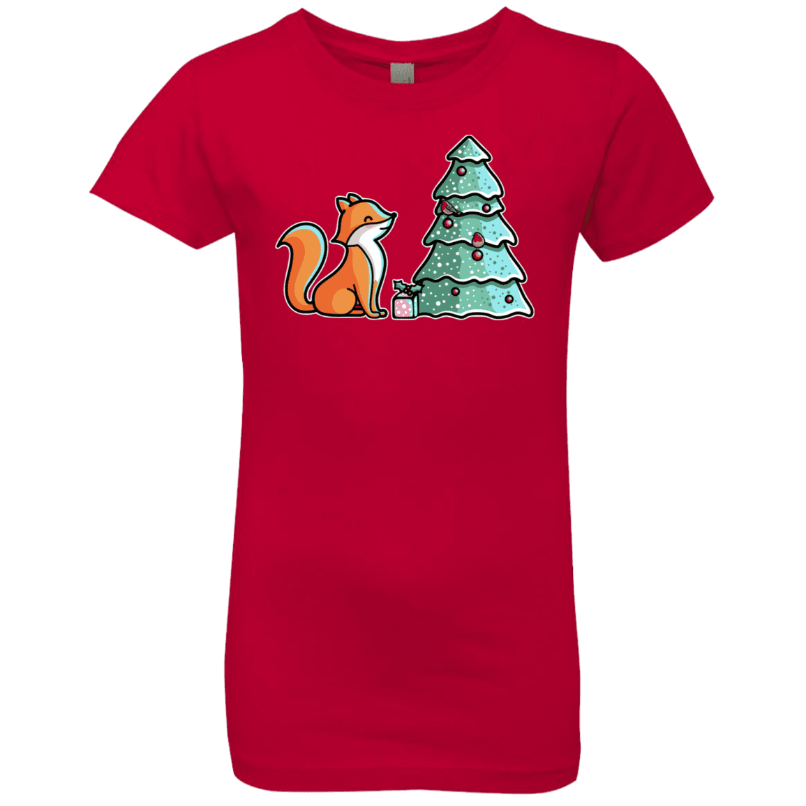 T-Shirts Red / YXS Kawaii Cute Christmas Fox Girls Premium T-Shirt