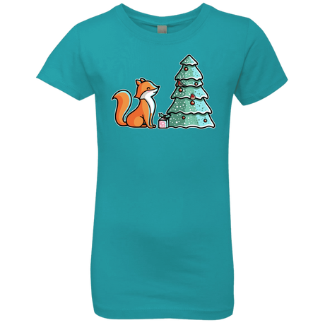 T-Shirts Tahiti Blue / YXS Kawaii Cute Christmas Fox Girls Premium T-Shirt