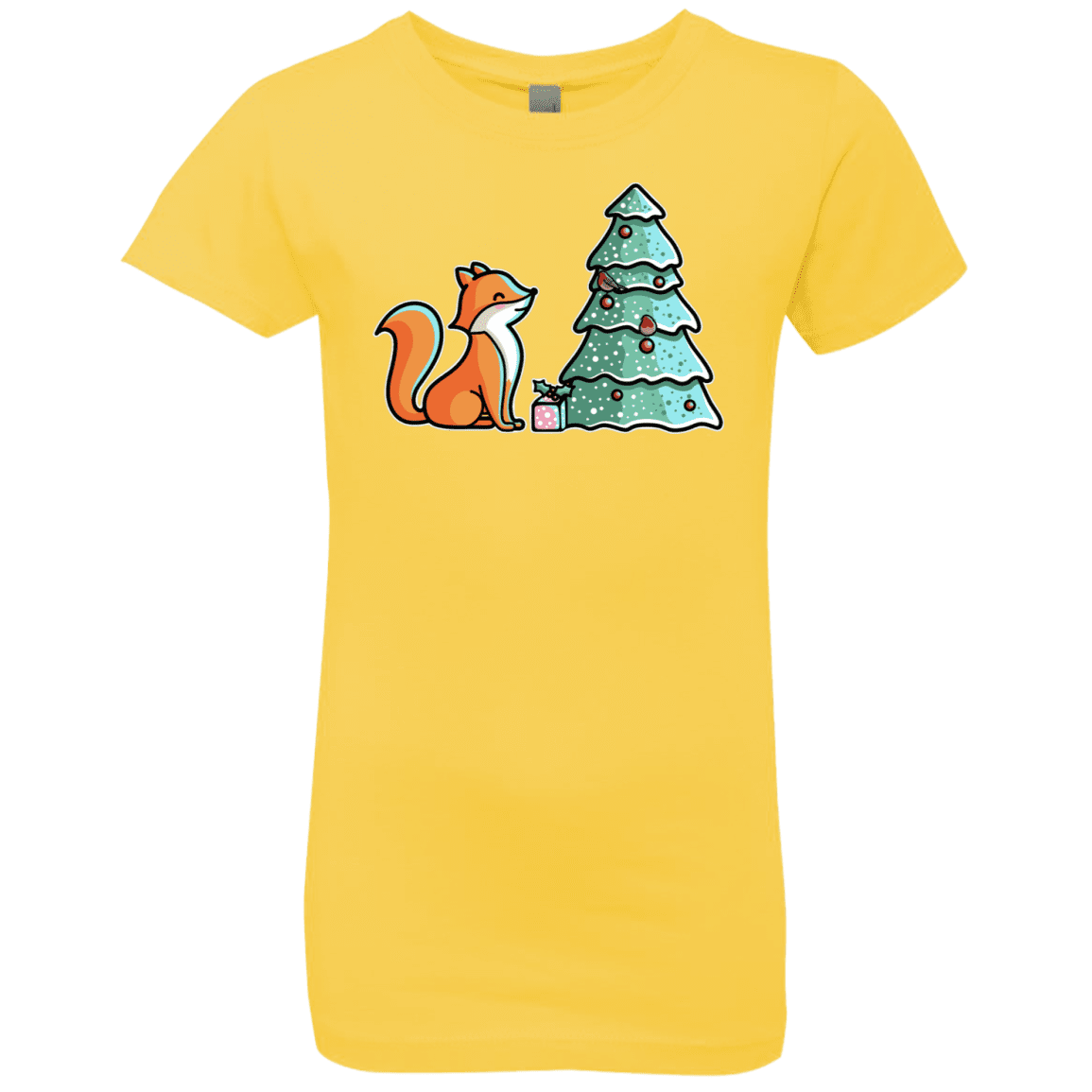 T-Shirts Vibrant Yellow / YXS Kawaii Cute Christmas Fox Girls Premium T-Shirt