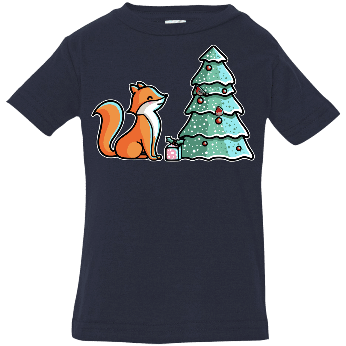 T-Shirts Navy / 6 Months Kawaii Cute Christmas Fox Infant Premium T-Shirt