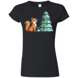 T-Shirts Black / S Kawaii Cute Christmas Fox Junior Slimmer-Fit T-Shirt