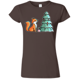 T-Shirts Dark Chocolate / S Kawaii Cute Christmas Fox Junior Slimmer-Fit T-Shirt