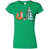 T-Shirts Irish Green / S Kawaii Cute Christmas Fox Junior Slimmer-Fit T-Shirt