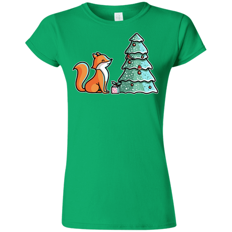 T-Shirts Irish Green / S Kawaii Cute Christmas Fox Junior Slimmer-Fit T-Shirt