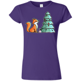 T-Shirts Purple / S Kawaii Cute Christmas Fox Junior Slimmer-Fit T-Shirt