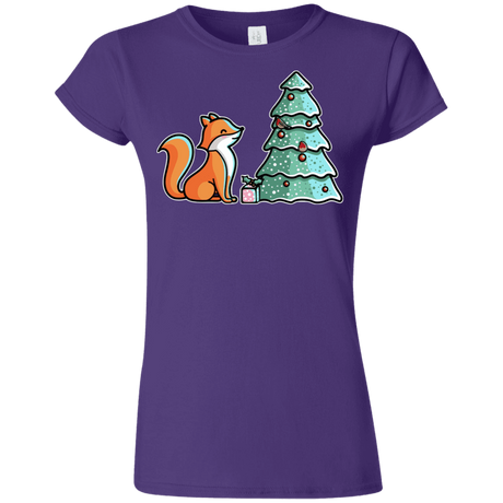 T-Shirts Purple / S Kawaii Cute Christmas Fox Junior Slimmer-Fit T-Shirt