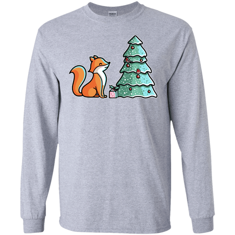 T-Shirts Sport Grey / S Kawaii Cute Christmas Fox Men's Long Sleeve T-Shirt