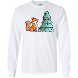 T-Shirts White / S Kawaii Cute Christmas Fox Men's Long Sleeve T-Shirt