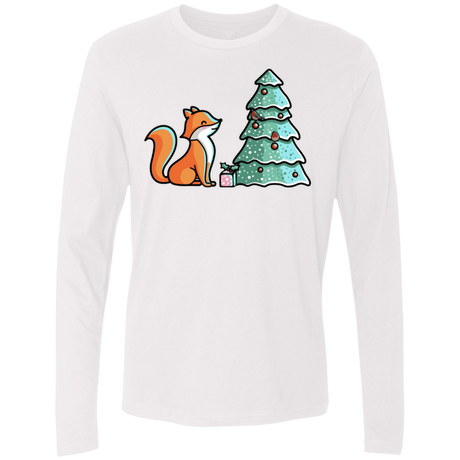 T-Shirts White / S Kawaii Cute Christmas Fox Men's Premium Long Sleeve