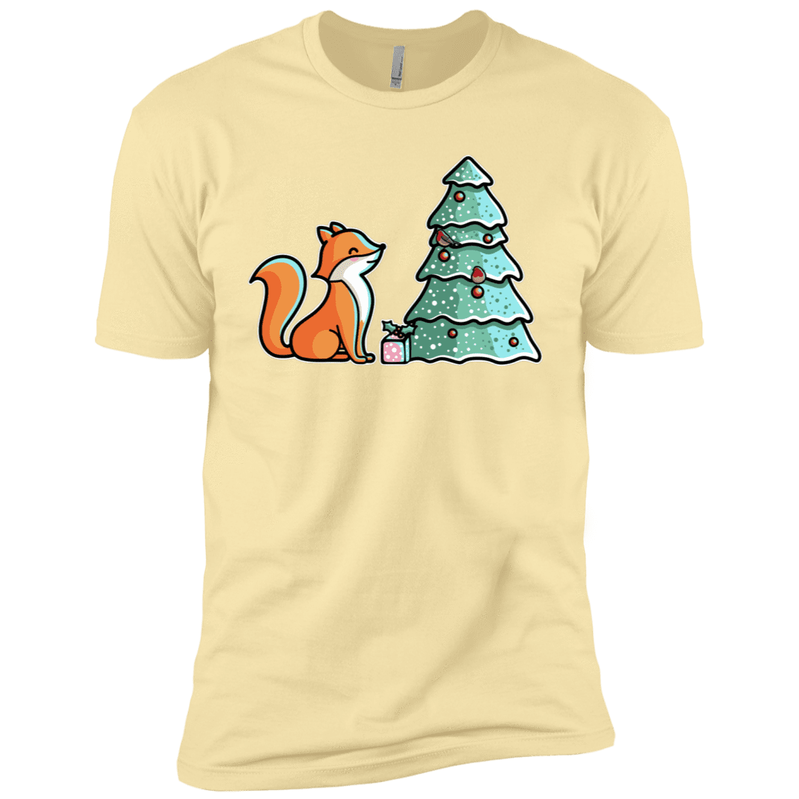 T-Shirts Banana Cream / X-Small Kawaii Cute Christmas Fox Men's Premium T-Shirt