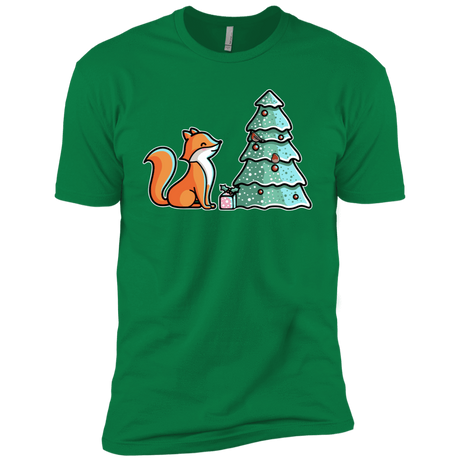 T-Shirts Kelly Green / X-Small Kawaii Cute Christmas Fox Men's Premium T-Shirt
