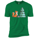 T-Shirts Kelly Green / X-Small Kawaii Cute Christmas Fox Men's Premium T-Shirt
