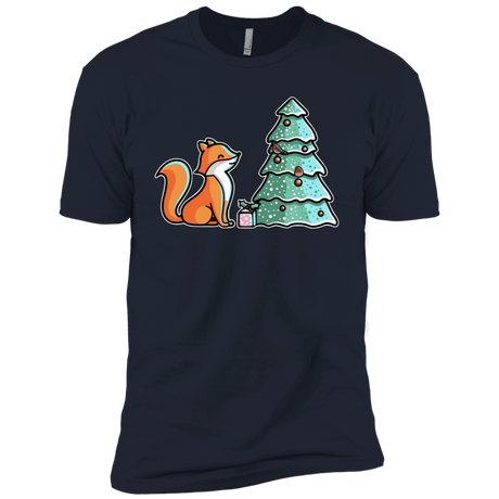 T-Shirts Midnight Navy / X-Small Kawaii Cute Christmas Fox Men's Premium T-Shirt