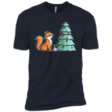 T-Shirts Midnight Navy / X-Small Kawaii Cute Christmas Fox Men's Premium T-Shirt