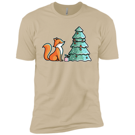 T-Shirts Sand / X-Small Kawaii Cute Christmas Fox Men's Premium T-Shirt