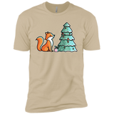 T-Shirts Sand / X-Small Kawaii Cute Christmas Fox Men's Premium T-Shirt