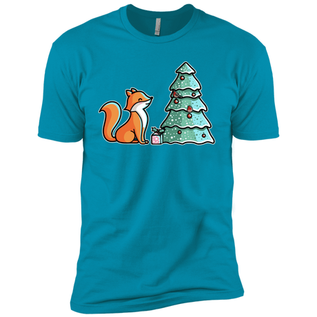 T-Shirts Turquoise / X-Small Kawaii Cute Christmas Fox Men's Premium T-Shirt