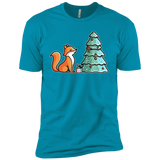 T-Shirts Turquoise / X-Small Kawaii Cute Christmas Fox Men's Premium T-Shirt