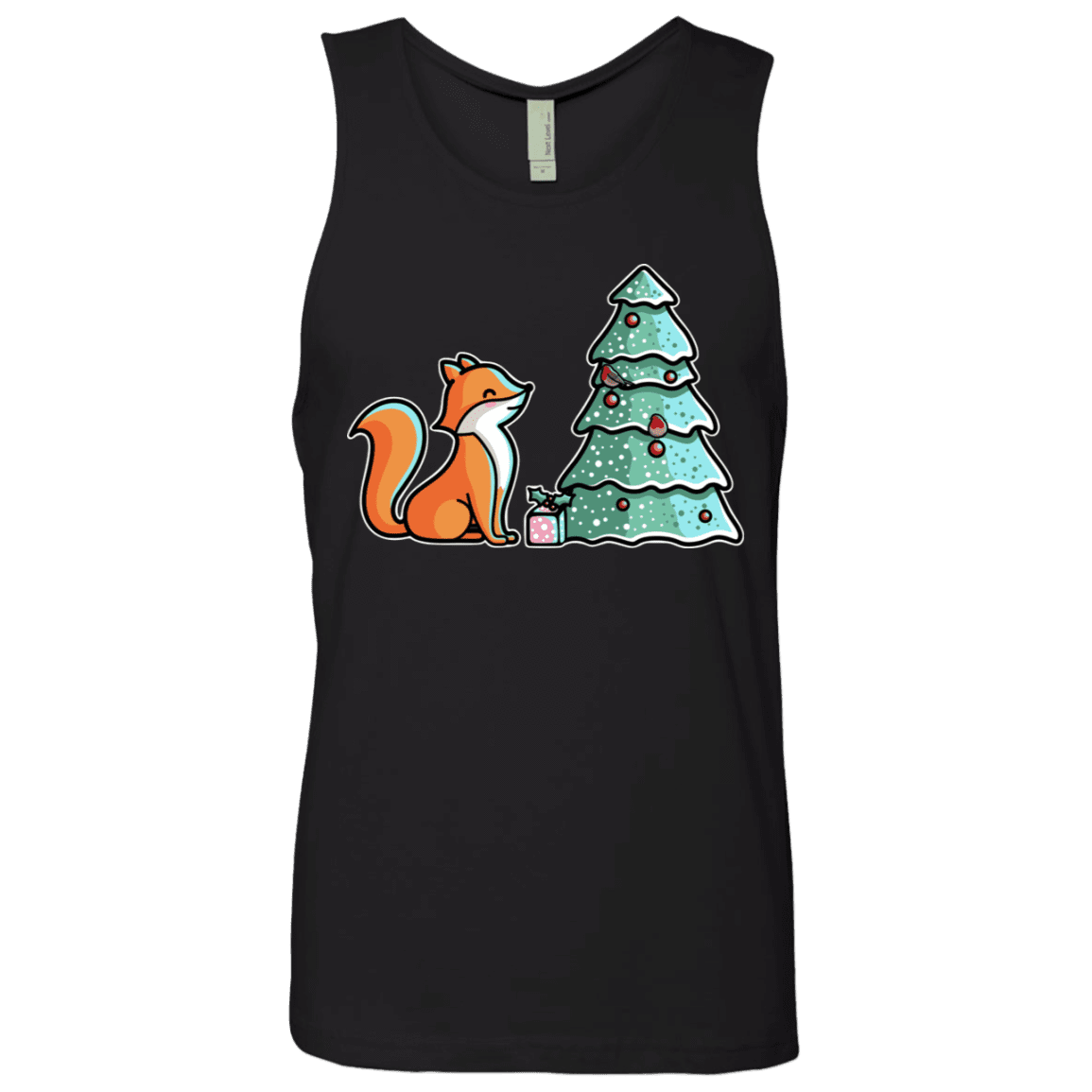 T-Shirts Black / S Kawaii Cute Christmas Fox Men's Premium Tank Top