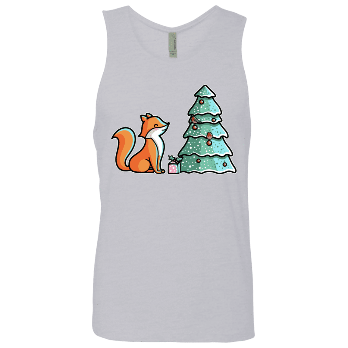 T-Shirts Heather Grey / S Kawaii Cute Christmas Fox Men's Premium Tank Top