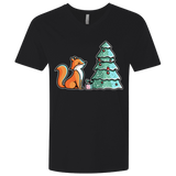 T-Shirts Black / X-Small Kawaii Cute Christmas Fox Men's Premium V-Neck