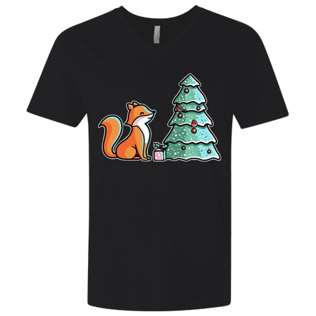 T-Shirts Black / X-Small Kawaii Cute Christmas Fox Men's Premium V-Neck