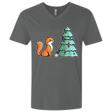 T-Shirts Heavy Metal / X-Small Kawaii Cute Christmas Fox Men's Premium V-Neck