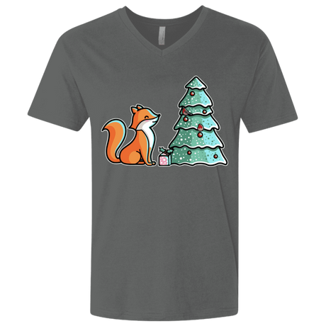 T-Shirts Heavy Metal / X-Small Kawaii Cute Christmas Fox Men's Premium V-Neck