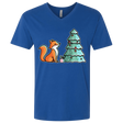 T-Shirts Royal / X-Small Kawaii Cute Christmas Fox Men's Premium V-Neck