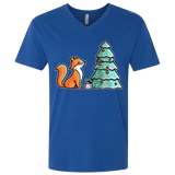 T-Shirts Royal / X-Small Kawaii Cute Christmas Fox Men's Premium V-Neck